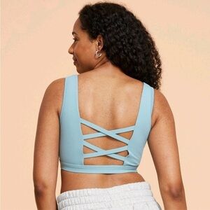 Blogilates Women’s Criss Cross Sports Bra Cameo Blue NWT